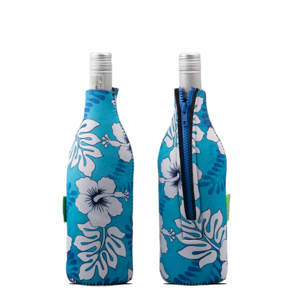 Blue Hibiscus Zipped Wine Cooler Sleeve