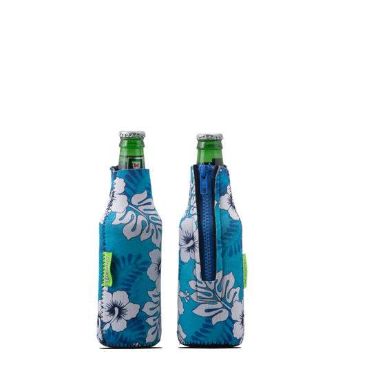 Blue Hibiscus zipped bottle sleeve