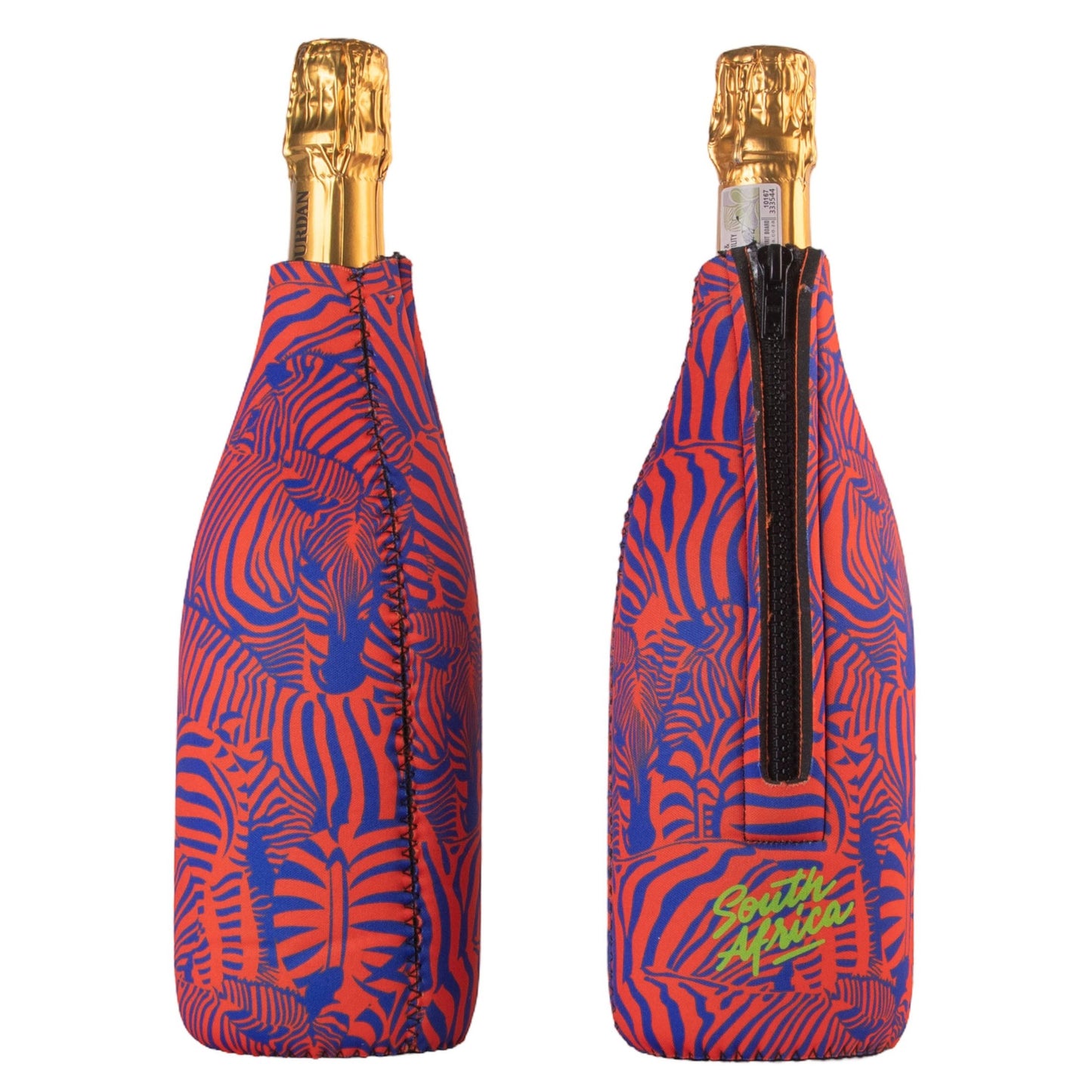 Zebra print neoprene wine cooler sleeves