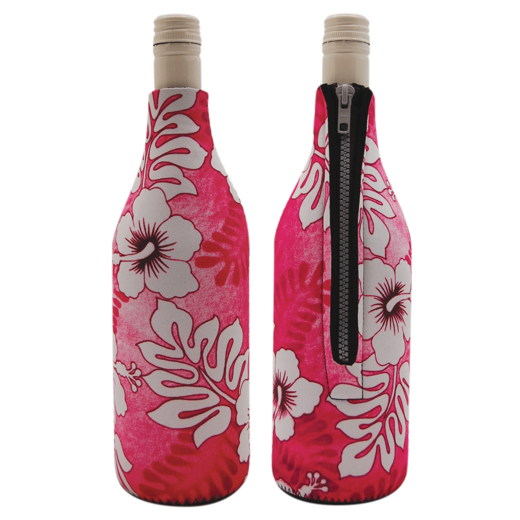 Hibiscus wine cooler sleeve with zip