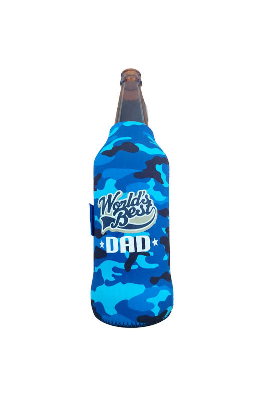 World's Best Dad Blue Camo 500ml beer sleeve