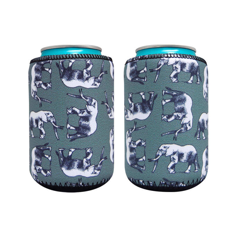 elephant themed stubby neoprene can cooler