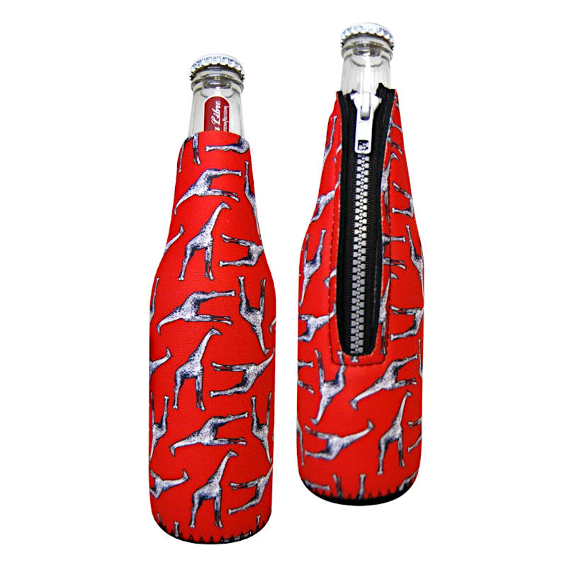 giraffe themed neoprene beer bottle sleeves.