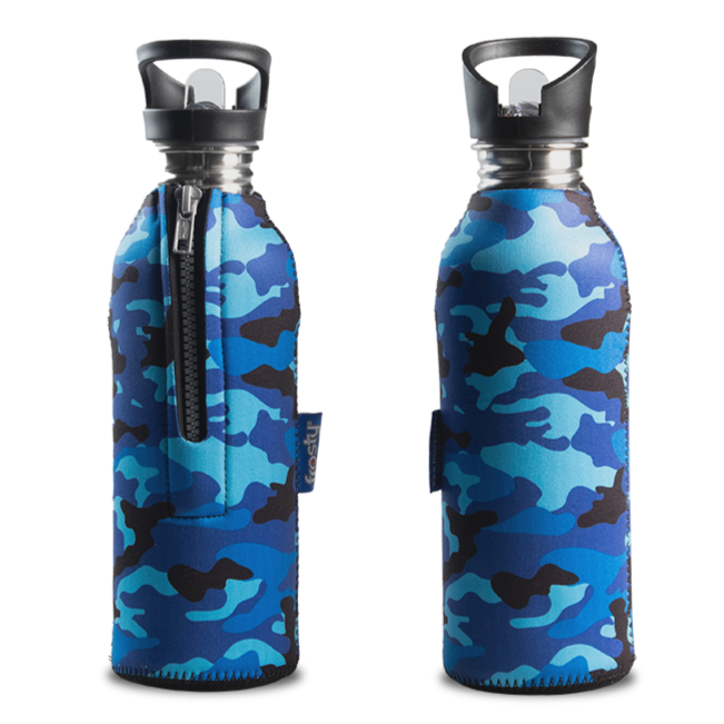 Hydration Cooler with S/Steel Bottle 750ml Camo Blue