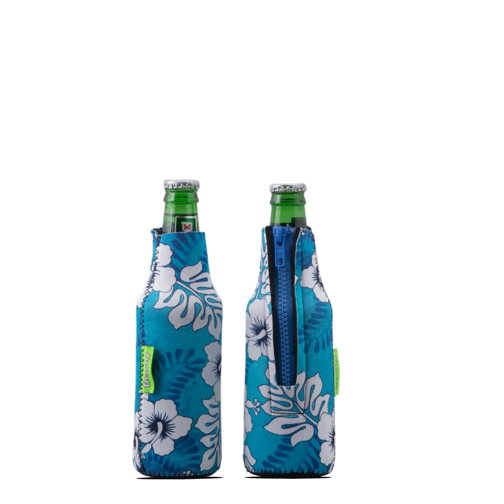 Blue Hibiscus zipped bottle sleeve
