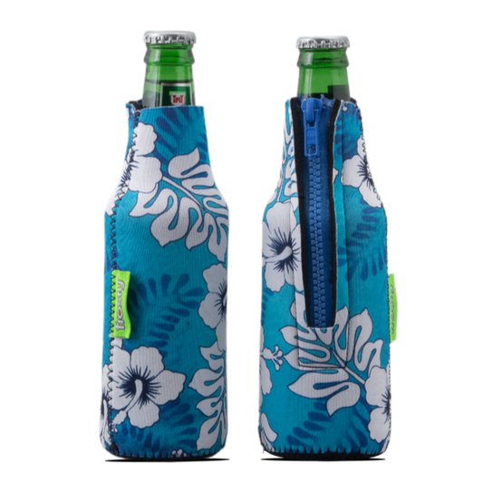 Blue Hibiscus zipped bottle sleeve