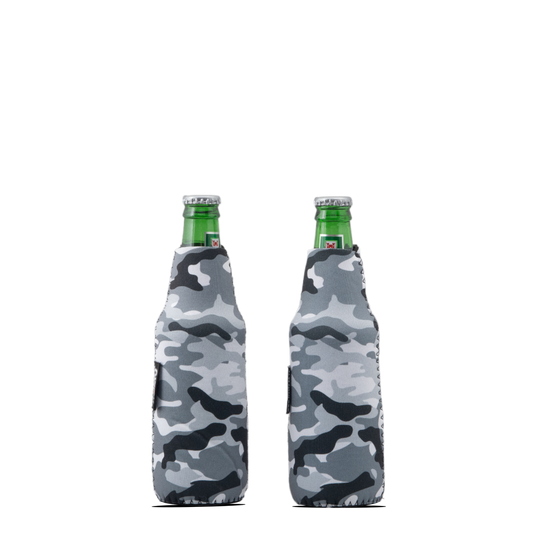 Black & White Camo Beer Bottle Sleeve with Zip