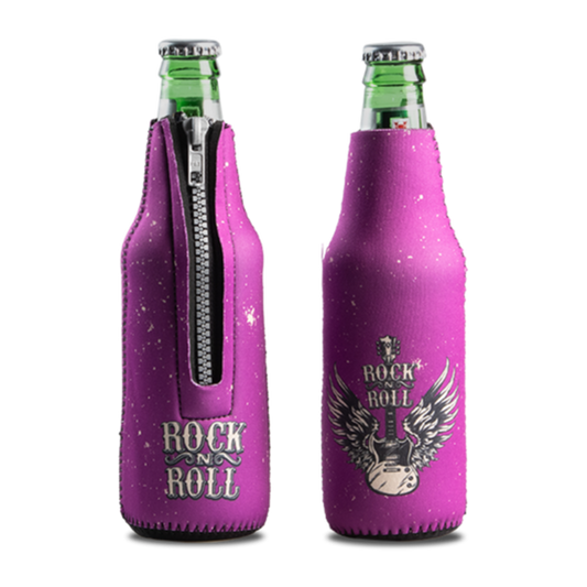 Tattoo Rock 'n Roll Beer Bottle Sleeve with Zip