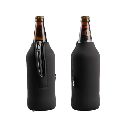 Plain black wine/quart beer cooler with zip