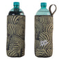 Frosty Zebra Khaki Neoprene 1L Water Bottle Cooler Sleeves with Carabena