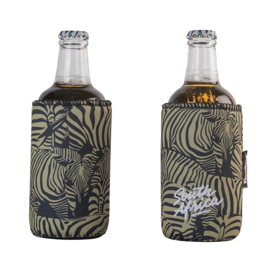 Frosty Zebra Khaki Beer/Can Bottle 330ml Cooler Sleeves