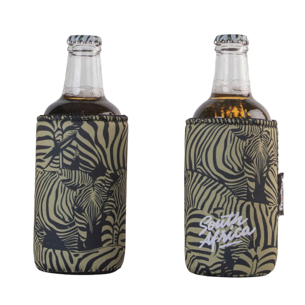 Frosty Zebra Black & Gold Neoprene Stubby Beer/Can Bottle Cooler Sleev ...