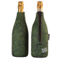 Frosty Zebra Olive Neoprene Zipped Wine Bottle Cooler Sleeve