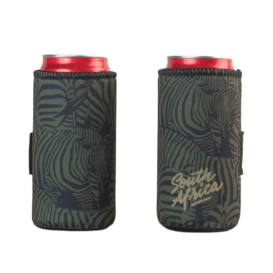 Frosty zebra olive long tom neoprene can cooler sleeve 440ml