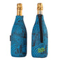 Frosty Zebra Blue Zipped Wine Bottle Neoprene Cooler Sleeve