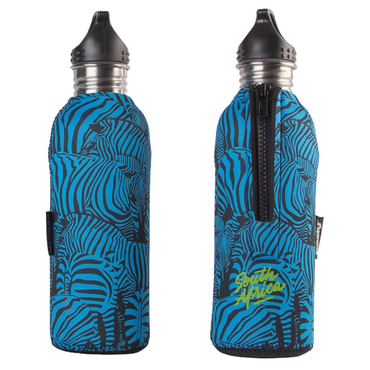 Frosty Zebra Blue Hydration Aluminium Bottle with Neoprene Cooler Sleeve