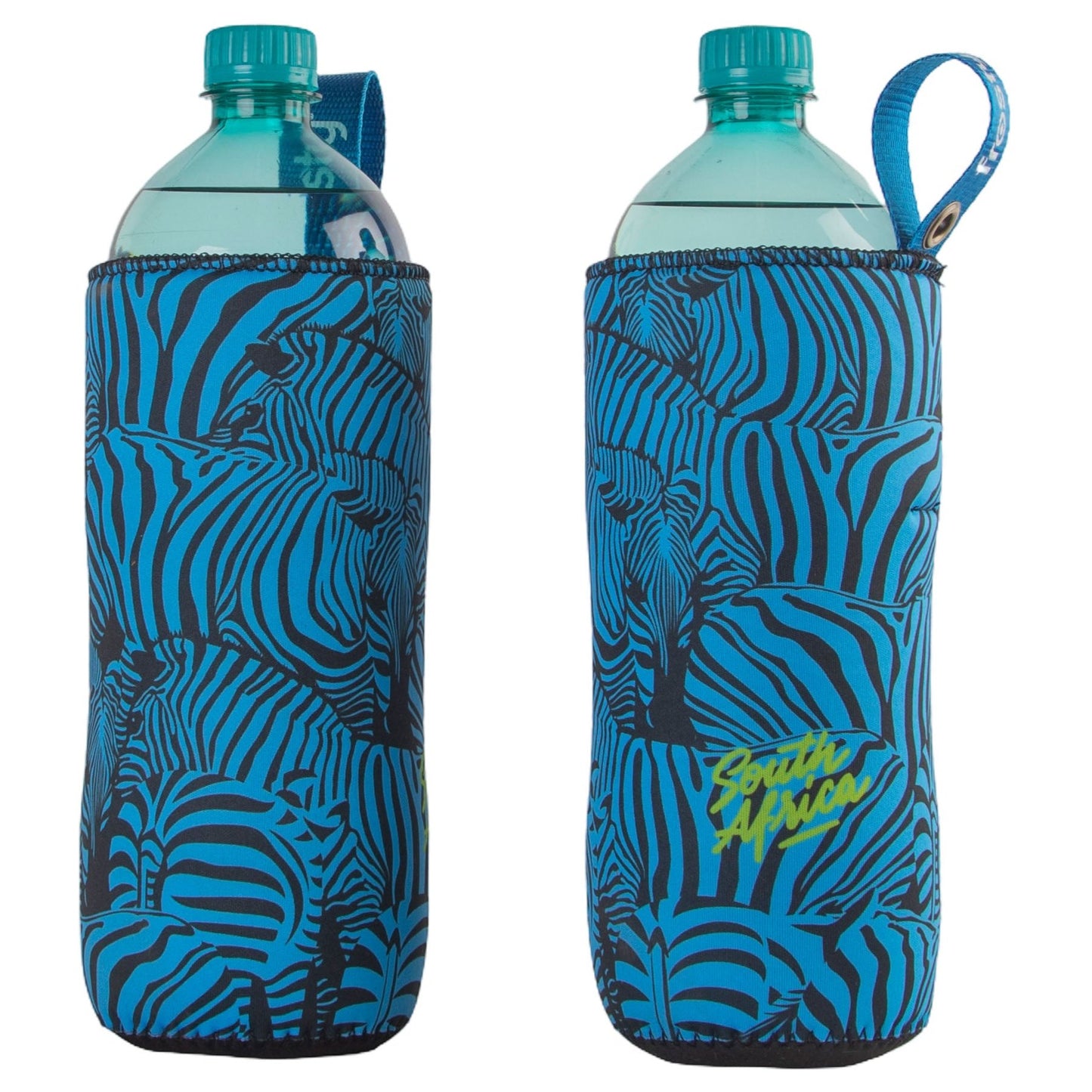 Frosty Zebra Blue 1L Neoprene Cooler Sleeve with handle
