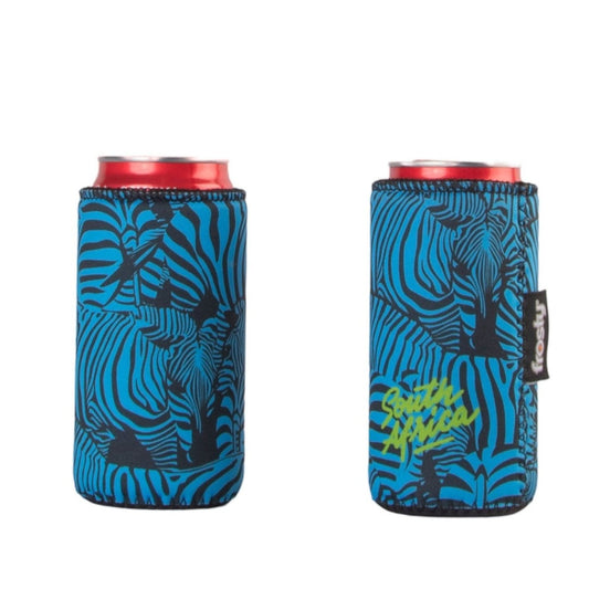 Frosty Zebra Blue 440ml Neoprene Cooler Sleeve
