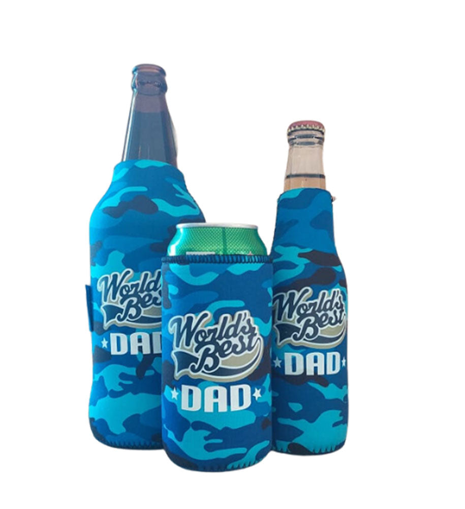 World's Best Dad blue camo combo – Frosty Neoprene Coolers