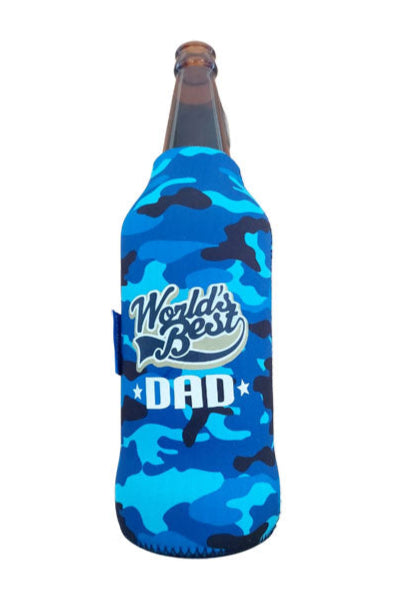 World's Best Dad Blue Camo 500ml beer sleeve