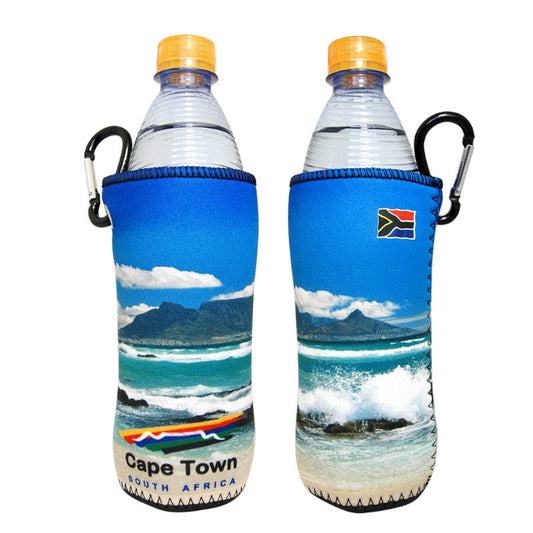 cape town table mountain themed water bottle sleeve with carabiner clip