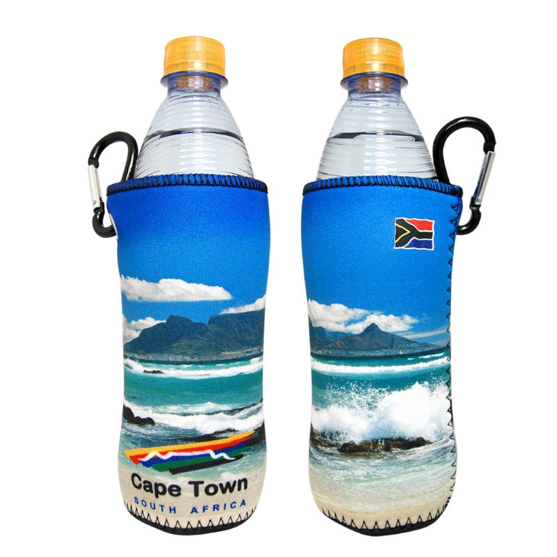 cape town table mountain themed water bottle sleeve with carabiner clip