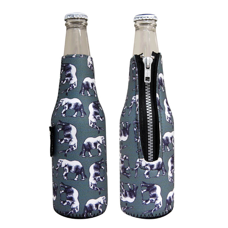 elephant beer bottle sleeve with zipper