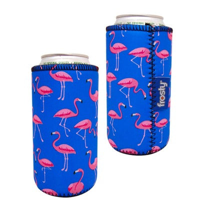 flamingo themed neoprene long tom can cooler.