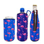 flamingo themed neoprene can and bottle sleeve set.