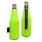 Fluoro Lime Beer Bottle Sleeve with Zip