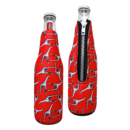 giraffe themed neoprene beer bottle sleeves.