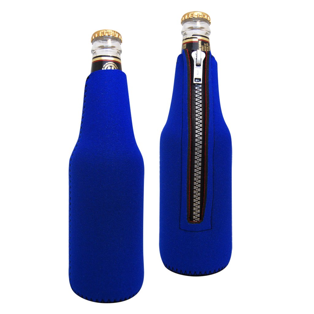 Navy Blue Beer Bottle Sleeve with Zip