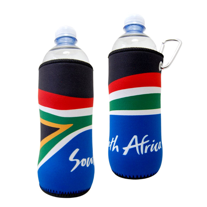 south african flag 500ml neoprene water bottle sleeve with carabiner clip