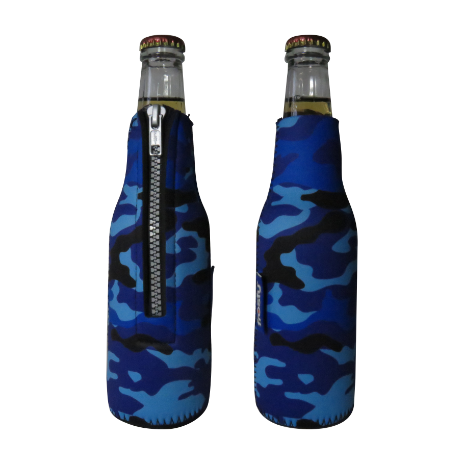 Camo Beer Bottle Sleeve with Zipper
